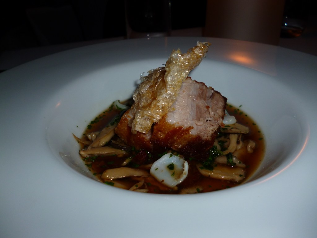 soy braised organic pork belly, squid, smoked bacon, mushrooms, gremolata